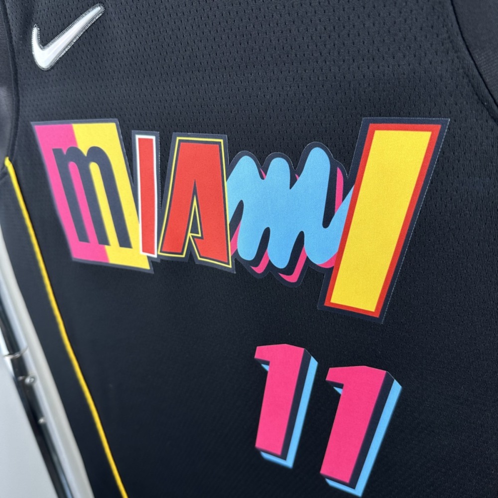 NBA Miami Hearts Round Neck Black 75th Anniversary Jersey JAQUEZ JR.#11 S-XXL