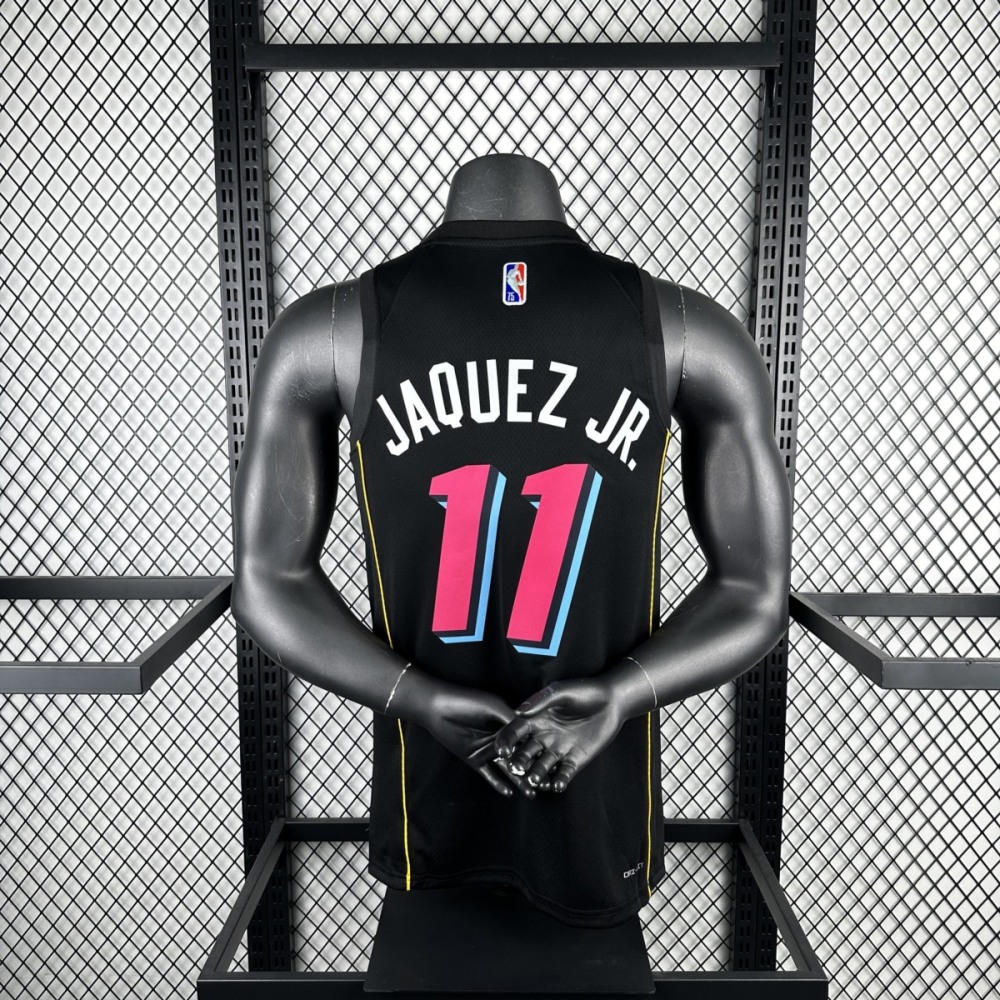 NBA Miami Hearts Round Neck Black 75th Anniversary Jersey JAQUEZ JR.#11 S-XXL