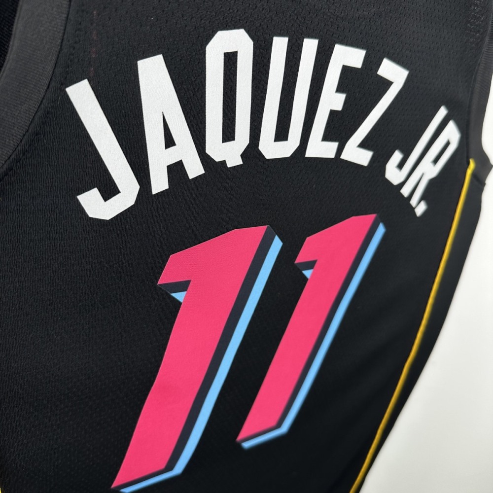 NBA Miami Hearts Round Neck Black 75th Anniversary Jersey JAQUEZ JR.#11 S-XXL