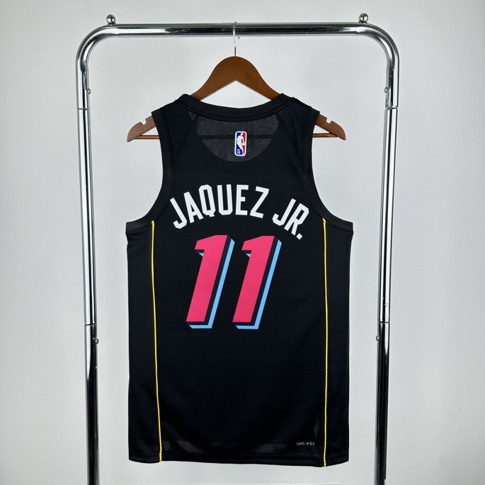 NBA Miami Hearts Round Neck Black 75th Anniversary Jersey JAQUEZ JR.#11 S-XXL