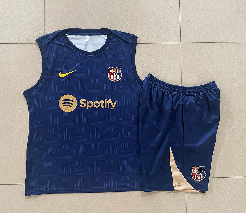 24/25 Barcelona royal blue raining Set Shirt and Shorts