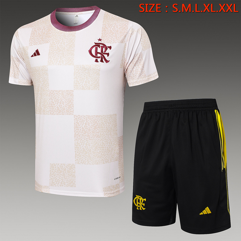 24/25 Flamengo White Training Set Shirt and Shorts