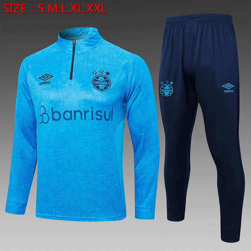 24/25 Grêmio Foot-Ball Porto Alegrense Take blue Long-sleeved half-pull training kit Football team kit