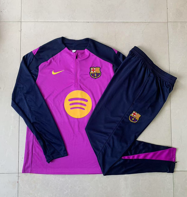 202526 Barcelona Purple Long-sleeved half-pull training kit Football team kit
