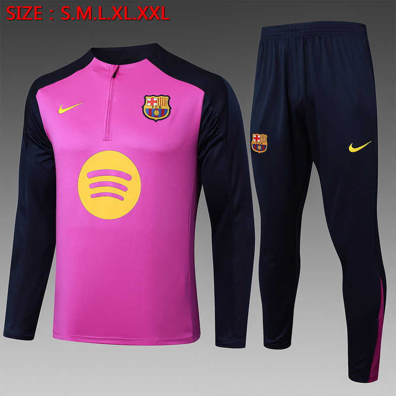 202526 Barcelona Purple Long-sleeved half-pull training kit Football team kit