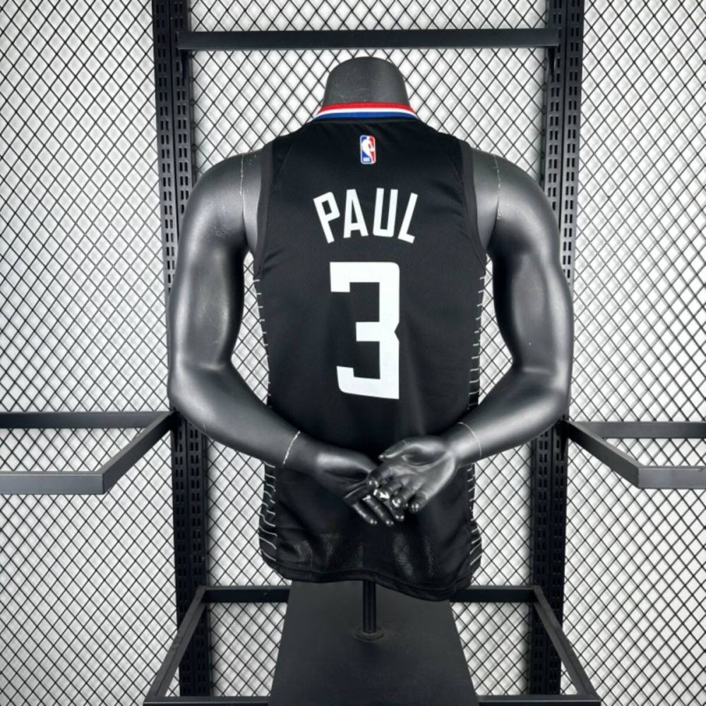 NBA Los Angeles Clippers V-Neck Black Jersey PAUL#3 S-XXL