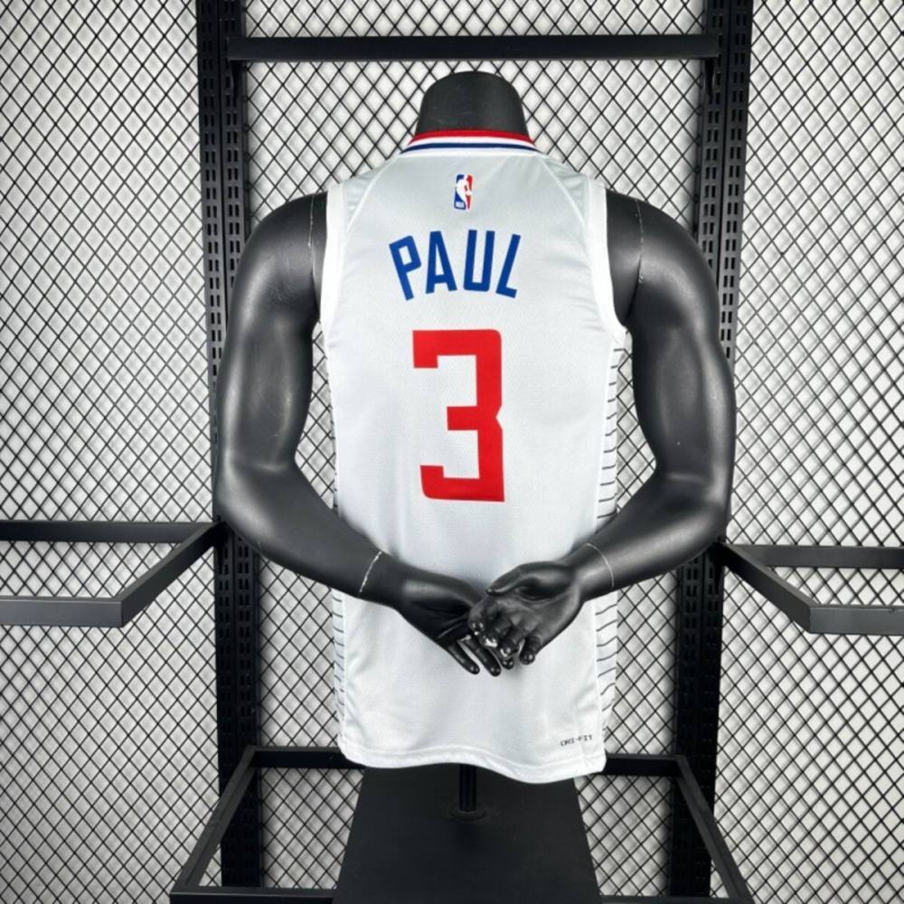 NBA  Los Angeles Clippers 24/25 Round Neck White Jersey PAUL#3 S-XXL