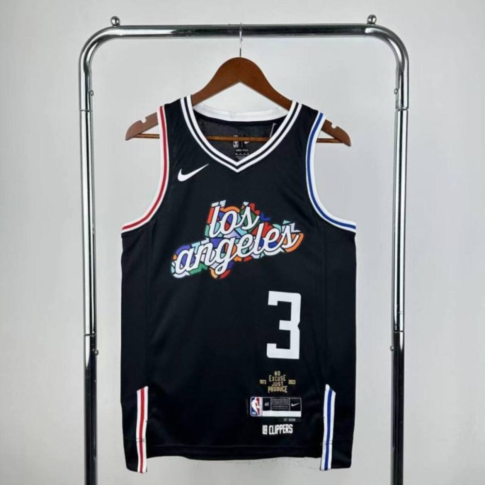 NBA Los Angeles Clippers V-Neck Black Jersey PAULl#3 S-XXL