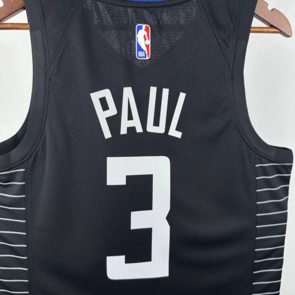 NBA Los Angeles Clippers V-Neck Black Jersey PAUL#3 S-XXL