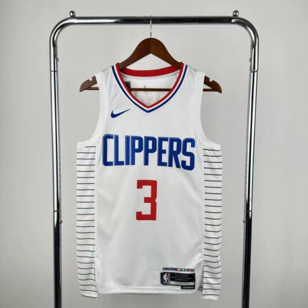 NBA  Los Angeles Clippers 24/25 Round Neck White Jersey PAUL#3 S-XXL