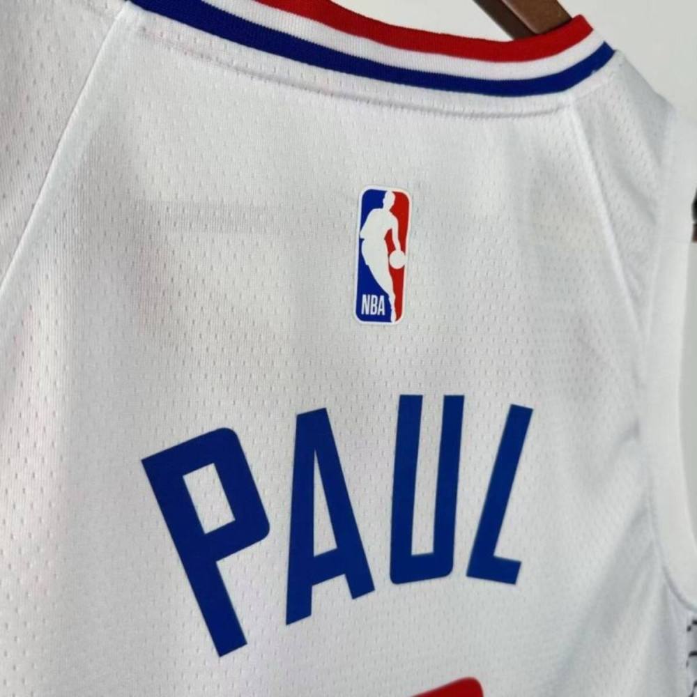 NBA  Los Angeles Clippers 24/25 Round Neck White Jersey PAUL#3 S-XXL