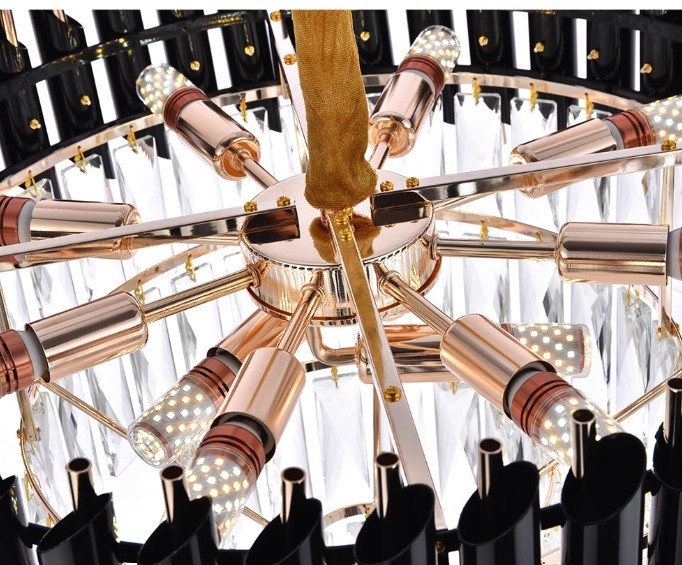 Radiant Reign Postmodern light luxury crystal chandelier living room villa round dining room chandelier bedroom study LED lamp