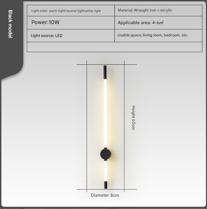 Dawn Pillar LED wall light