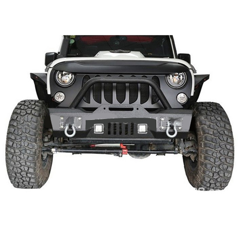 Hot Selling Truck Spare Parts Steel Front Bumper Bull Bar for Jeep Wrangler Black Front Bumper