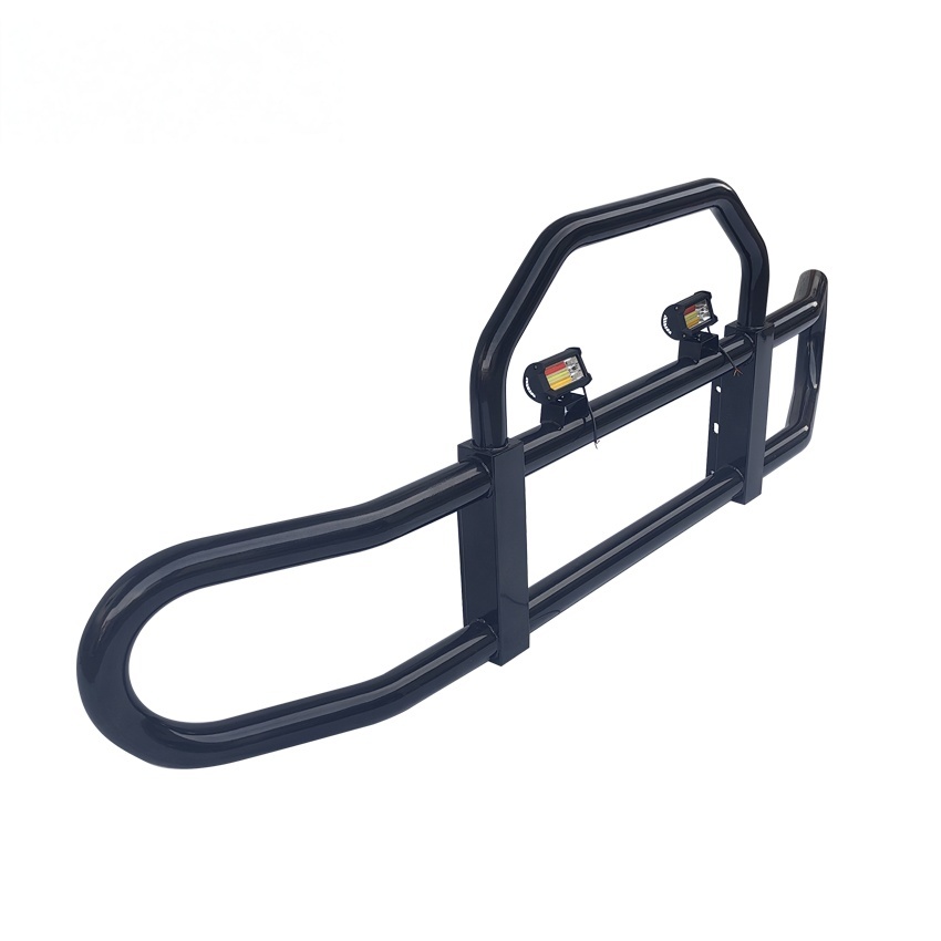 Heavy Duty Truck Iron Steel Deer Guard Heavy Truck Grille Guard Front Bumper Deer Guard with Lights for Volvo Semi Truck