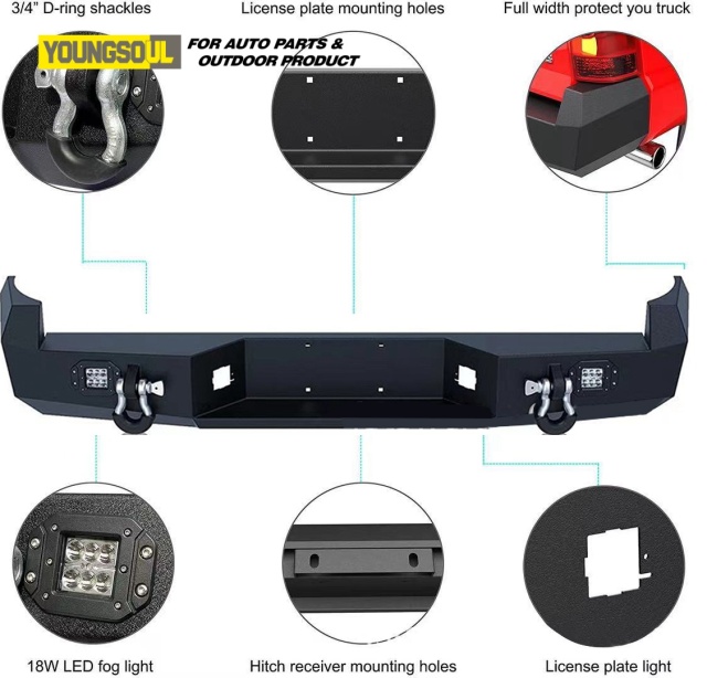 Youngsoul 4X4 Bull Bar Steel Turck Front Bumper Bull Bar Universal for Tacoma Truck Modify Accessories