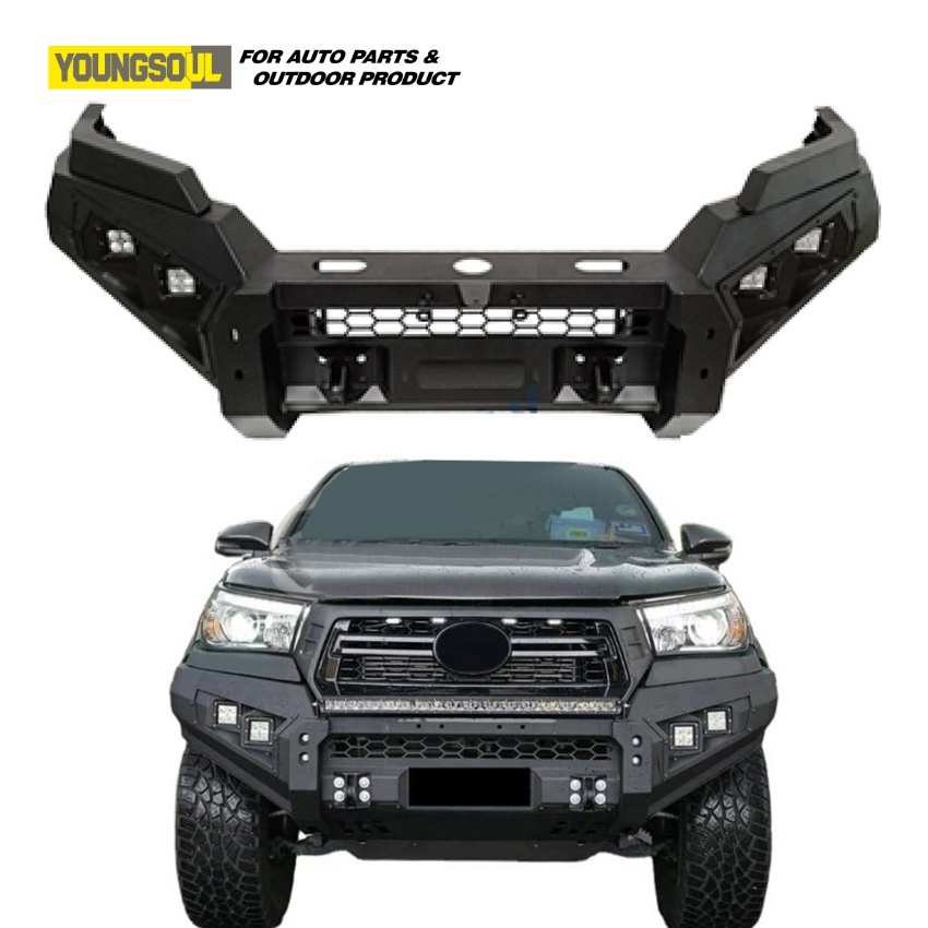 Youngsoul 4X4 Pickup Car Offload Accessories Black Steel Front Bumper Bull Bar for Toyota Hilux Revo Vigo Rocco