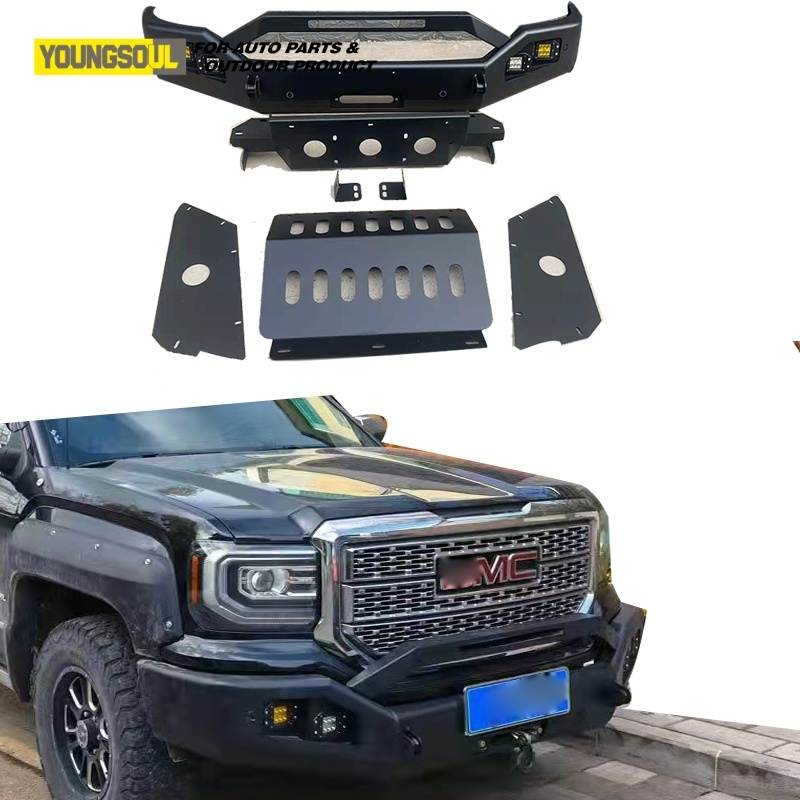 Youngsoul Offroad Pickup Truck Car Accessories Black Front Bumper Bull Bar for Gmc Sierra Steel Bullbar Bumper