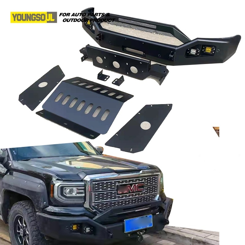 Youngsoul Offroad Pickup Truck Car Accessories Black Front Bumper Bull Bar for Gmc Sierra Steel Bullbar Bumper
