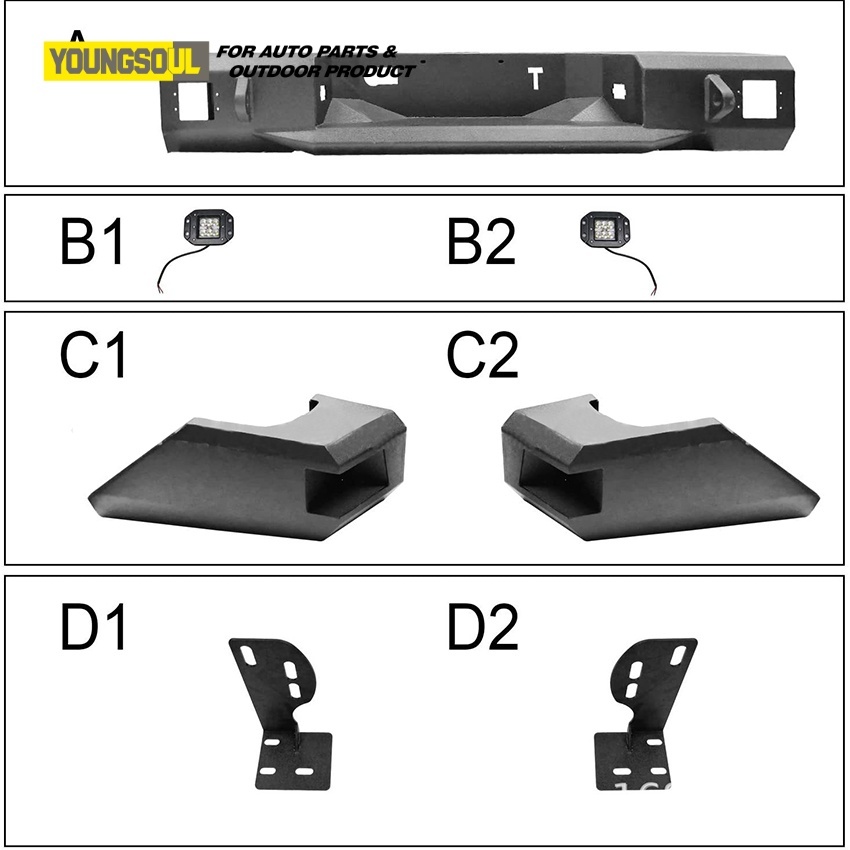 Auto Parts 4X4 Truck Accessories Steel Rear Bull Bar Bumper for 2014-2021 Tundra