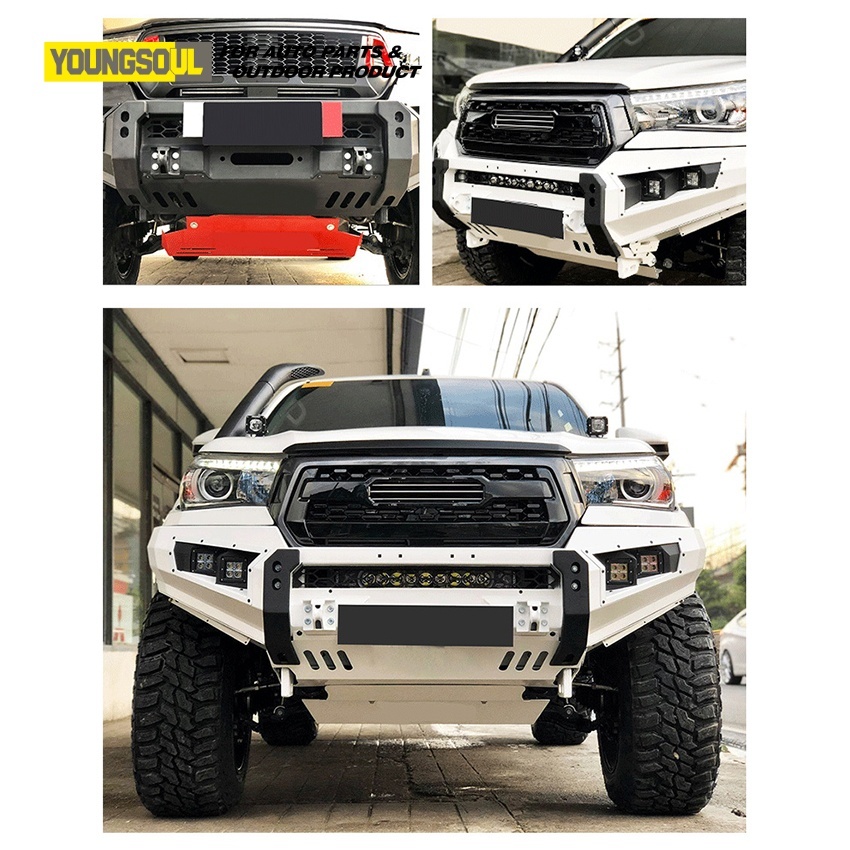 Youngsoul 4X4 Pickup Car Offload Accessories Black Steel Front Bumper Bull Bar for Toyota Hilux Revo Vigo Rocco