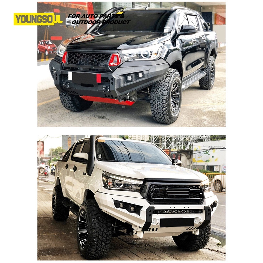 Youngsoul 4X4 Pickup Car Offload Accessories Black Steel Front Bumper Bull Bar for Toyota Hilux Revo Vigo Rocco