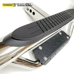 OEM ODM Car Exterior Accessories Universal Stainless Steel Rear Step Bumper Bar with Lights for Hilux Revo Pajero