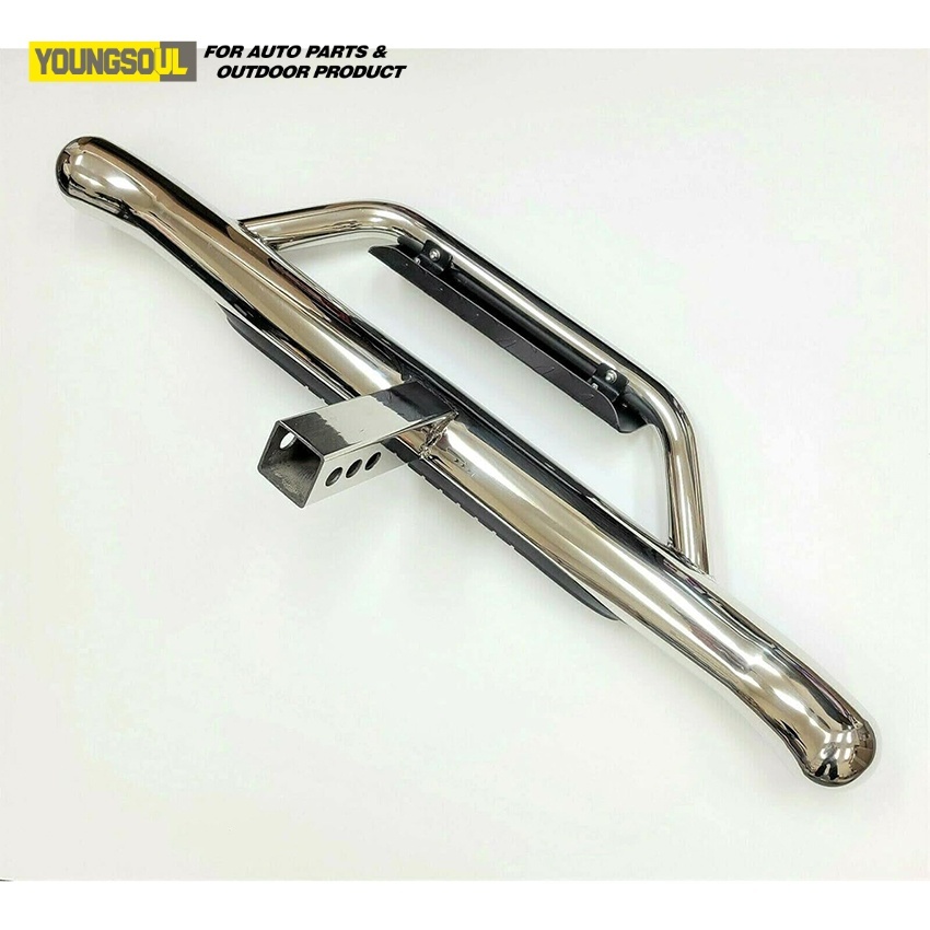 OEM ODM Car Exterior Accessories Universal Stainless Steel Rear Step Bumper Bar with Lights for Hilux Revo Pajero