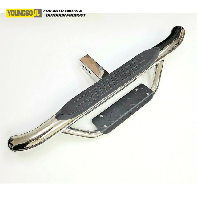OEM ODM Car Exterior Accessories Universal Stainless Steel Rear Step Bumper Bar with Lights for Hilux Revo Pajero