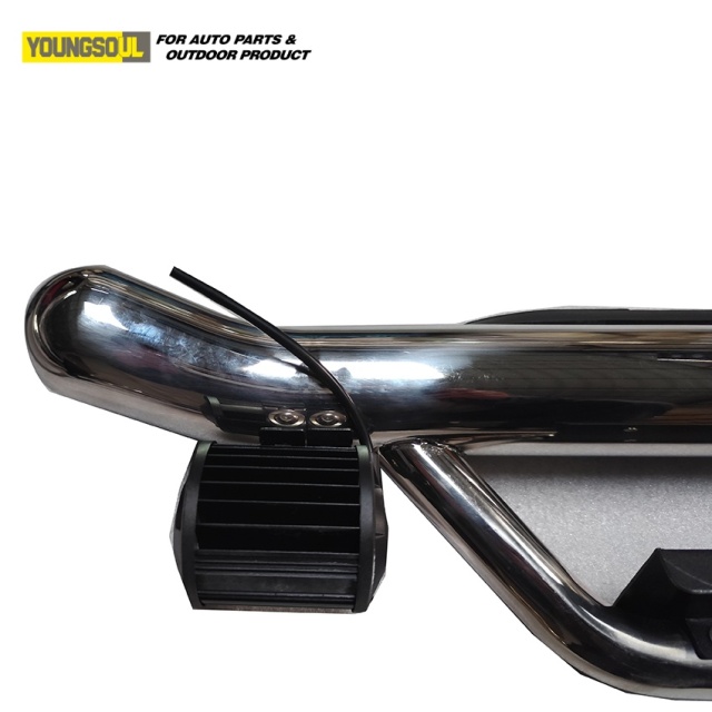 OEM ODM Car Exterior Accessories Universal Stainless Steel Rear Step Bumper Bar with Lights for Hilux Revo Pajero