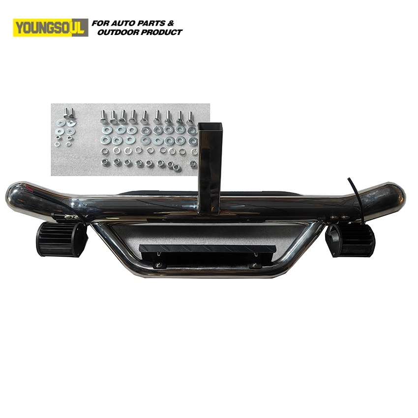 OEM ODM Car Exterior Accessories Universal Stainless Steel Rear Step Bumper Bar with Lights for Hilux Revo Pajero