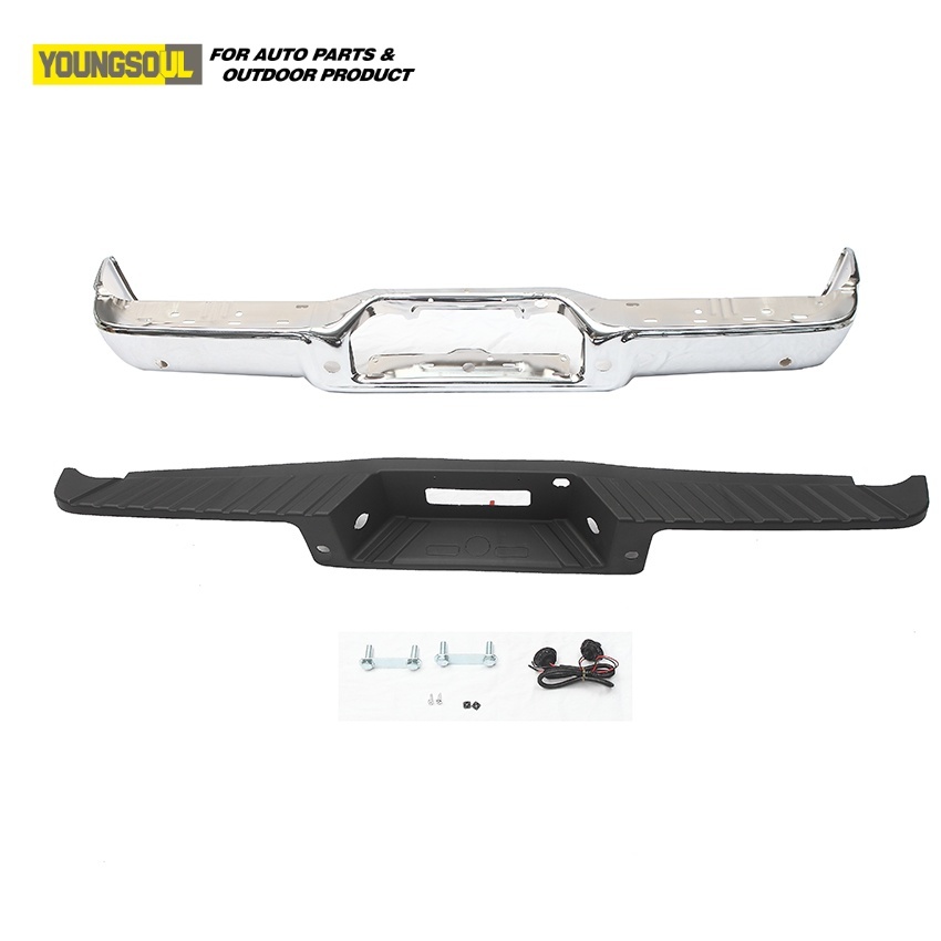 Rear Back Bumper Black/Silver Style Electroplate Rear Bumper Fit for F150