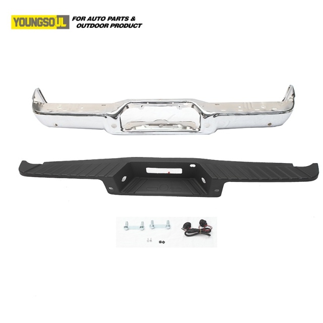 Rear Back Bumper Black/Silver Style Electroplate Rear Bumper Fit for F150