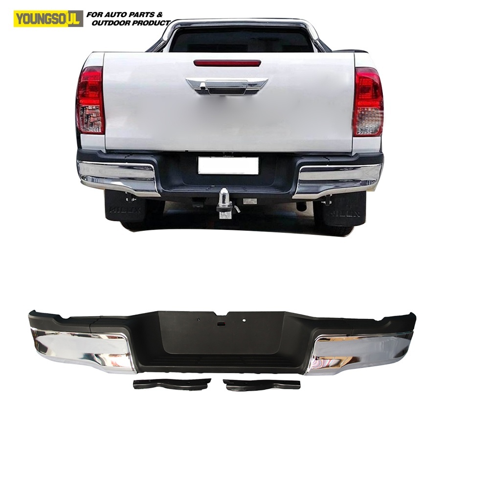 High Quality Electroplate Rear Bumper Single Outlet Rear Step Bar Bumper Car Accessories for Hilux Revo 2015 2016 2017