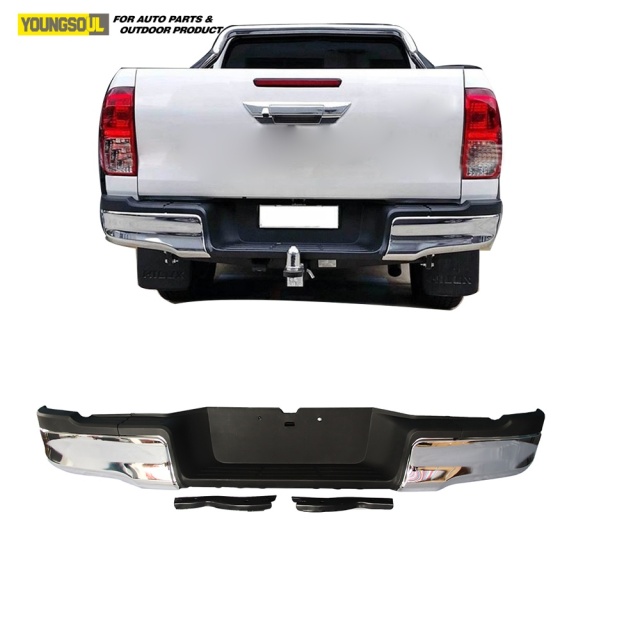 High Quality Electroplate Rear Bumper Single Outlet Rear Step Bar Bumper Car Accessories for Hilux Revo 2015 2016 2017