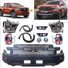 Bodykit for Ranger T6 T7 T8 Facelift Upgrade to F150 Raptor with Bonnet Fenders Grille Front Bumper Rear Bumper Lights