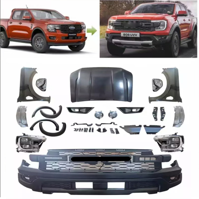 Bodykit for Ranger T6 T7 T8 Facelift Upgrade to F150 Raptor with Bonnet Fenders Grille Front Bumper Rear Bumper Lights