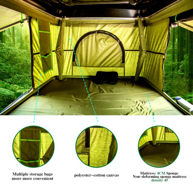 Youngsoul 1-3 Person Camping Waterproof Roof Aluminum Shell Car Rooftop Tent Hard Shell Roof Top Tent for Sale