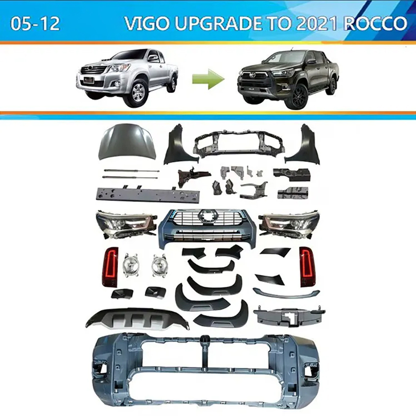 Car Accessories Front Bumper Facelift Bodykit Body Kit for Toyota Hilux Vigo 2008-2012 Upgrade to 2021 Revo Rocco