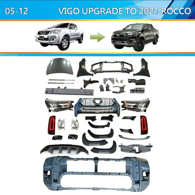 Car Accessories Front Bumper Facelift Bodykit Body Kit for Toyota Hilux Vigo 2008-2012 Upgrade to 2021 Revo Rocco
