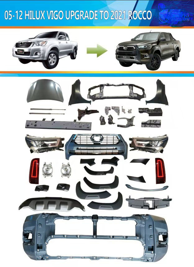 Full Set 4X4 Trucks Vigo Upgrade Rocco Front Bumper Body Kits Accessories with Headlights Customization