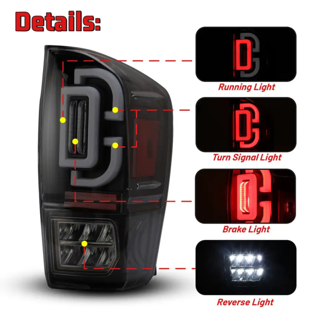 Car Spare Accessories Tail Lamp with Brake Light Offroad Pickup Truck LED Tail Light for Tacoma 2016 - 2021