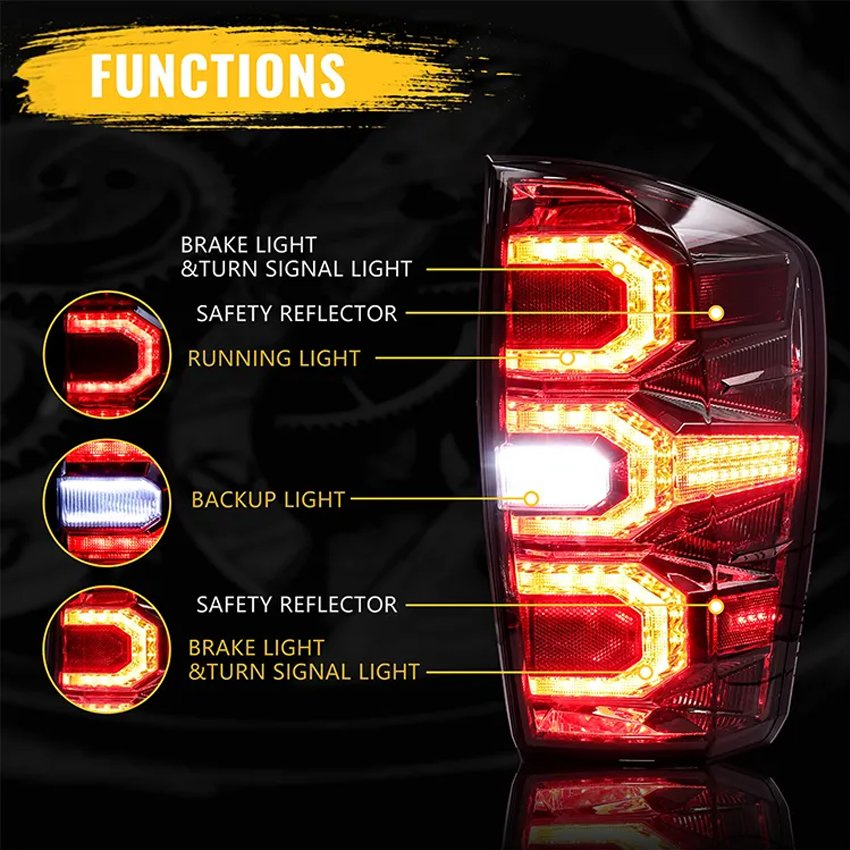 Pickup Accessories LED Tail Light Rear Lamp Brake Turn Signal Rear Reverse Brake Light Replacement for Tacoma 2016+