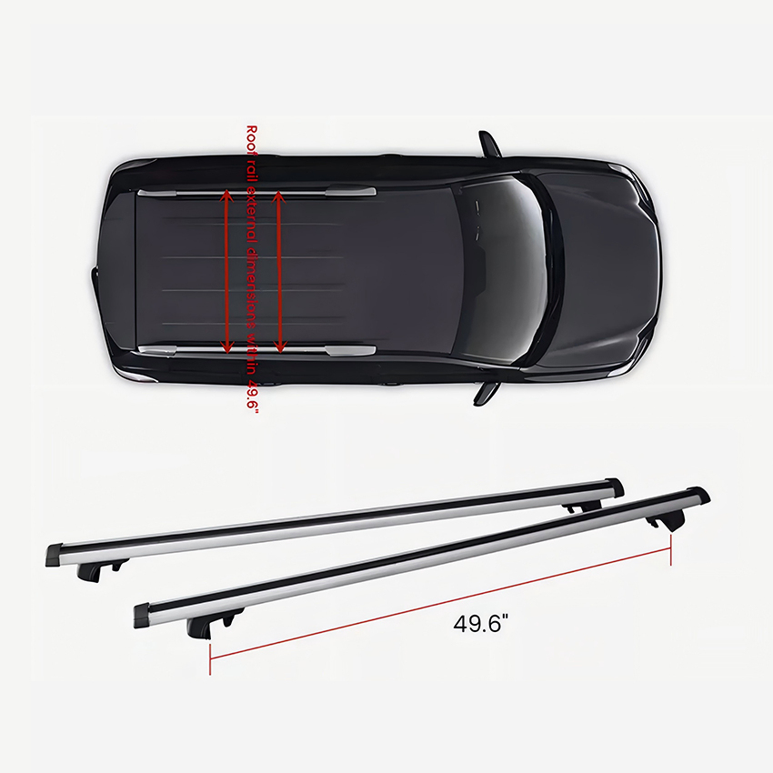 2-Piece Universal Cross Rail Roof Luggage Rack Aluminum Alloy Adjustable Roof Cross Bar with Lock Auto Accessories