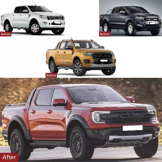 Bodykit for Ranger T6 T7 T8 Facelift Upgrade to F150 Raptor with Bonnet Fenders Grille Front Bumper Rear Bumper Lights