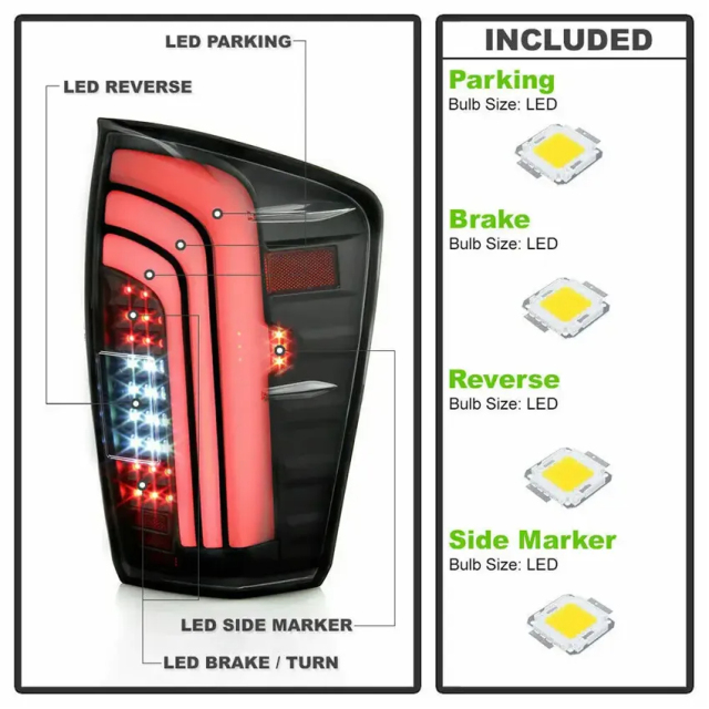 for Tacoma Pickup Truck Taillight Tail Lamp Rear Tail Light Stop Light Brake Light Turn Signal Lamp Auto Accessories