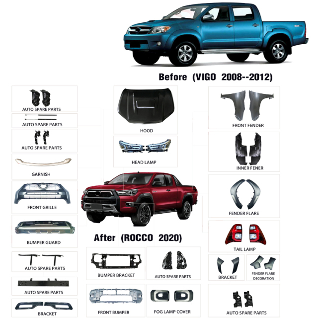 Auto Spare Parts Body Kits for Hilux 2008-2012 Update Toyota Hilux Rocco Front Spares Bodykits