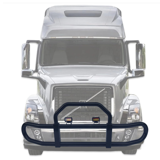 Youngsoul Heavy Duty Truck Iron Steel Deer Guard Heavy Truck Grille Guard Front Bumper Deer Guard with Lights for Volvo Semi Truck