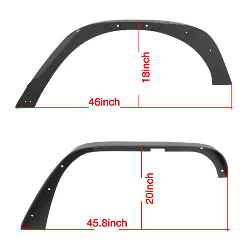 ABS Front Wheel Eyebrow 4PCS Black Fender Flares with LED Lights for Wrangler Jk