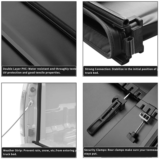 4X4 Truck Bed Cover Tonneau Cover Soft Tri-Fold Cover Truck Spare Accessories for Hilux Dmax Np300 Sliverado